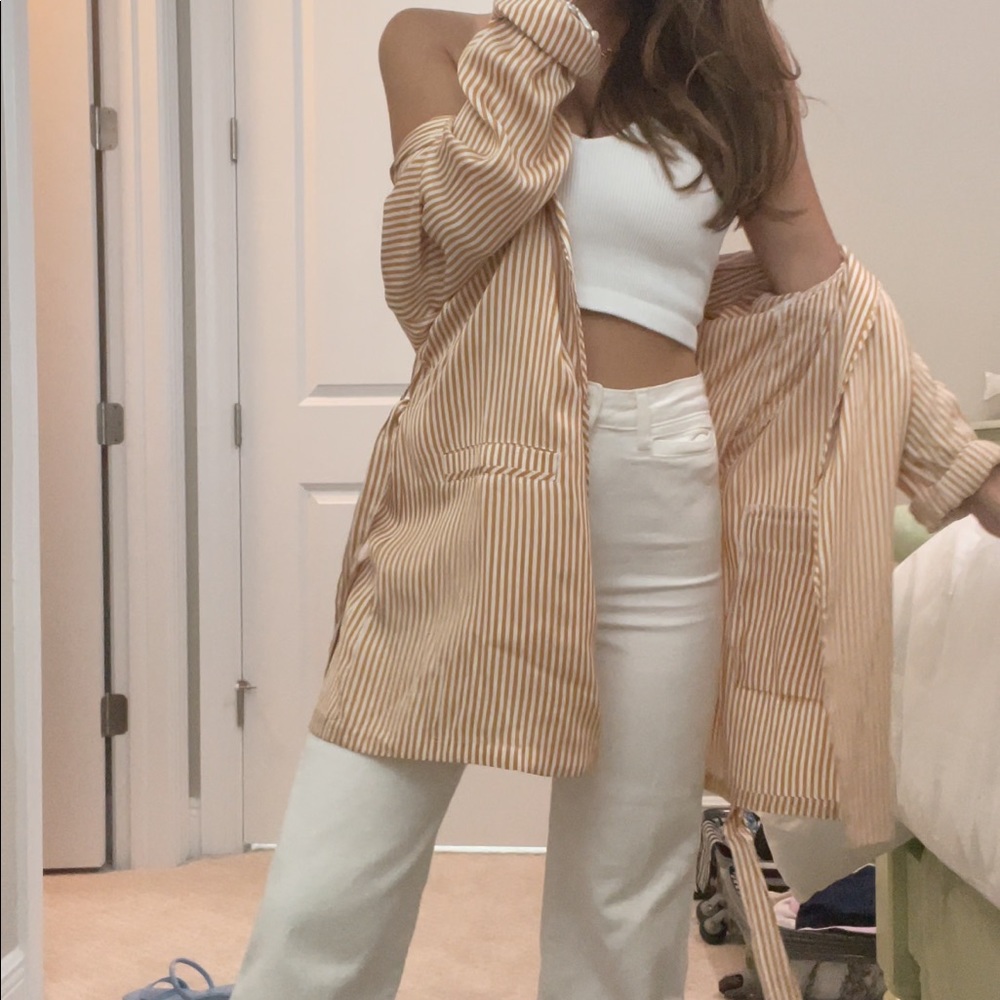 Yellow Pinstripe Arrive Clothing (Now Afrm) Blazer - Picture 14 of 15